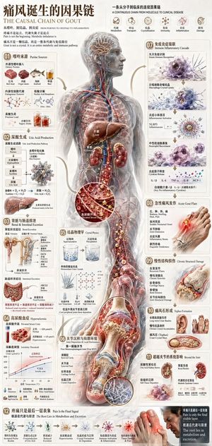 Chinese Medical Gout Infographic Poster – GPT Image 2 prompt by 虎小象