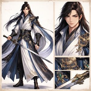 Elegant Wuxia Swordsman Design Sheet – GPT Image 2 prompt by WuxIA Rocks