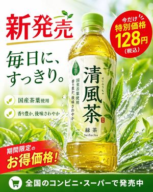 Green Tea Bottle Advertisement Poster – GPT Image 2 prompt by AiRT🎥生成AI動画を創る人
