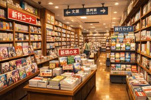 Interieur einer japanischen Buchhandlung – GPT Image 2 prompt by 🌈naomi🌈e/acc