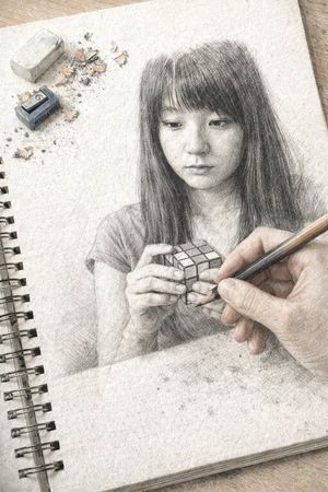 Trompe L'oeil Sketchbook Drawing – GPT Image 2 prompt by 栗