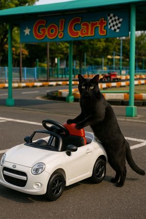 Cat with Toy Car at Go-Kart Track – GPT Image 2 prompt by 栗