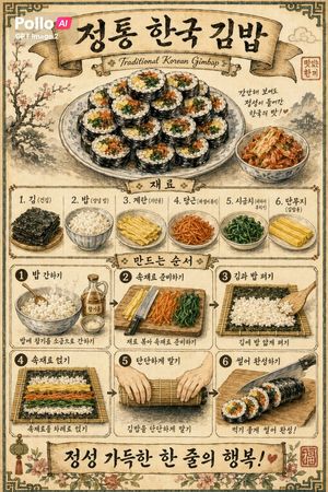 Vintage Korean Gimbap Recipe Poster – GPT Image 2 prompt by 폴로 AI