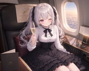 Intérieur de la cabine de première classe JAL – GPT Image 2 prompt by studioあぽろん