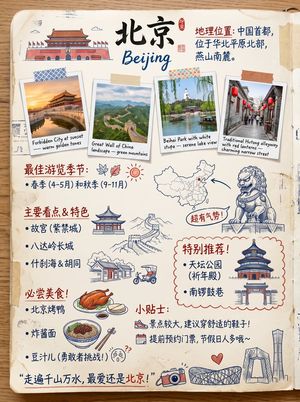 Vintage Beijing Travel Scrapbook Poster – GPT Image 2 prompt by JaredL
