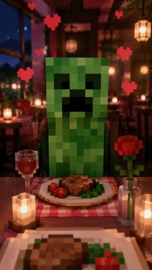 Dîner romantique en mode voxel – GPT Image 2 prompt by Mirochill