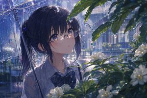 Anime Girl Under Umbrella in Rain – GPT Image 2 prompt by nokoko