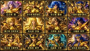 Twelve Gold Saints Card Grid – GPT Image 2 prompt by 松果先森