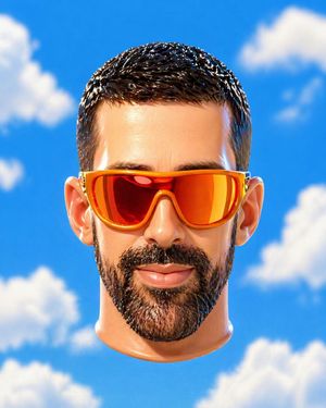 Floating 3D Head in Blue Sky – GPT Image 2 prompt by Víctor M. López Cano