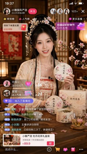 E-Commerce Live-Stream-UI-Mockup – GPT Image 2 prompt by 行者AI视频