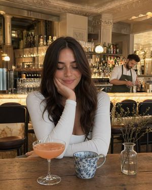 Femme à une table de bar-café élégant – GPT Image 2 prompt by Ilia Stepin