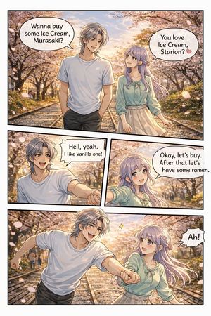 Bande dessinée romantique style anime en 4 cases – GPT Image 2 prompt by Nad Chan~
