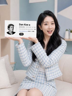 Influencer che tiene una scheda profilo fluttuante – GPT Image 2 prompt by 团子Joy_出海2.0