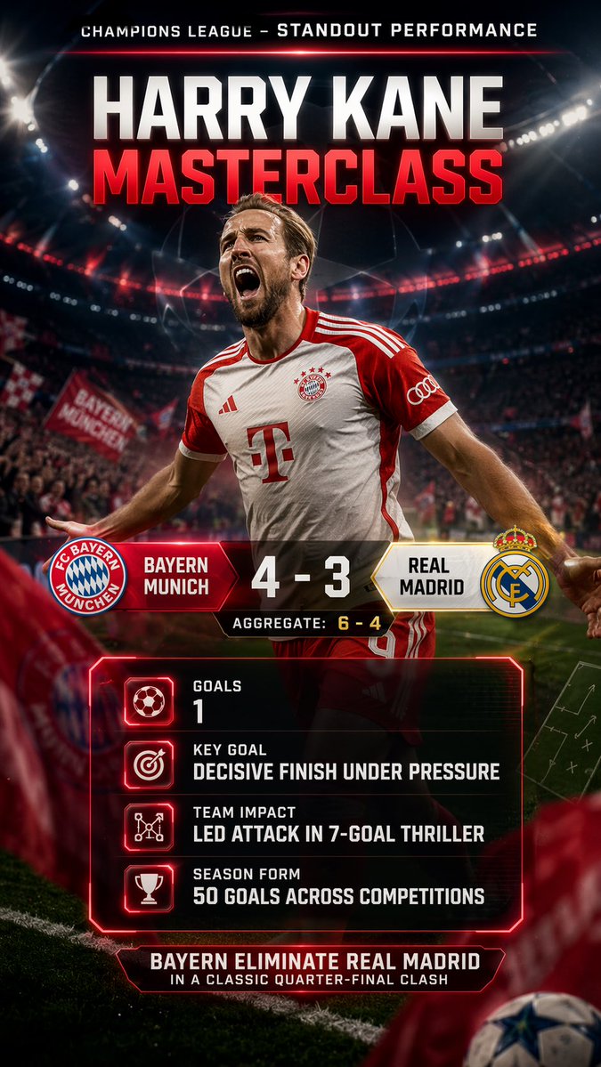 Search the web for {argument name="performance description" default="this week’s standout individual performance in Champion’s League"}, using exact stats and game summary, {argument name="colors" default="bold team colors"}, legible score breakdown, and generate a {argument name="card type" default="Highlight card"}.