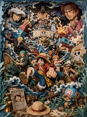 3D Papercut Pirate Scene – GPT Image 2 prompt by 蜡笔进化论