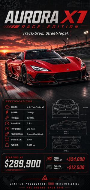 Racing Car Poster with Specs – GPT Image 2 prompt by VerySmallWoods