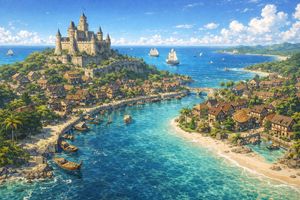 Paysage de ville côtière fantastique – GPT Image 2 prompt by qyou