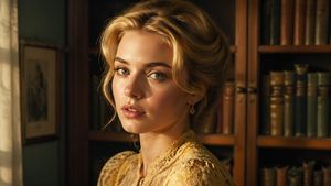 ภาพถ่ายสไตล์ภาพยนตร์ของหญิงสาวในห้องสมุดวินเทจ – GPT Image 2 prompt by Creative Diffusion