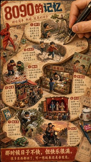 Affiche rétro sur les souvenirs d'enfance en Chine – GPT Image 2 prompt by 马特Matt