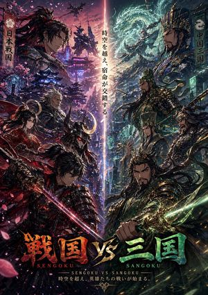 Affiche crossover Sengoku vs Sangoku – GPT Image 2 prompt by 蛍川-ホタルガワ-