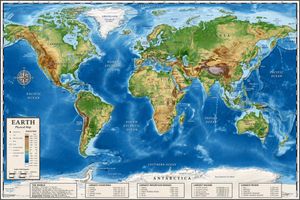 Carte du monde physique détaillée avec panneaux d'information – GPT Image 2 prompt by すぐる | ChatGPTガチ勢 𝕏