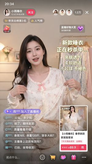 Maquette d'interface pour le e-commerce en direct – GPT Image 2 prompt by xiaobeiLin(小北)