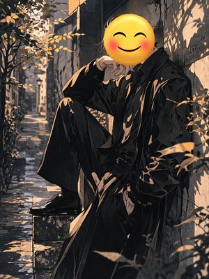 Figure with Emoji Head in Sunlit Alley – GPT Image 2 prompt by なこ/ChatGPT沼