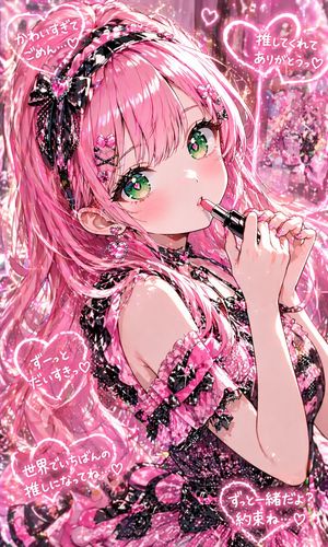 Pink Kawaii Idol Lippenstift-Porträt – GPT Image 2 prompt by ねね*AIcreator