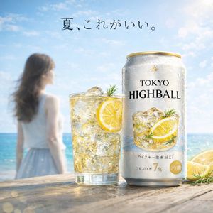 Prise de vue publicitaire pour boisson estivale à la plage – GPT Image 2 prompt by ハイボールながたにえん｜CHO（最高ハイボール責任者）｜カルチャープレナー