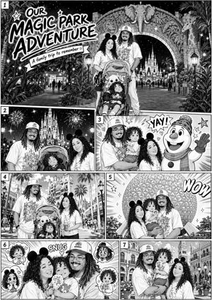 Voyage à Disney style manga en famille – GPT Image 2 prompt by ToNYD2WiLD