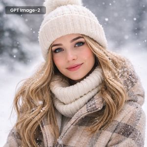 Portrait d'hiver photoréaliste avec flocons de neige – GPT Image 2 prompt by HitPaw