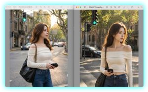Side-by-Side AI Portrait Comparison – GPT Image 2 prompt by Bin 哥 AI 跃迁