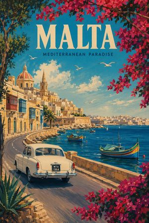 Affiche de voyage vintage de Malte – GPT Image 2 prompt by Zyro