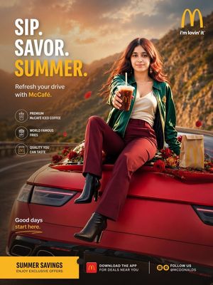 Summer McCafé Mountain Road Ad – GPT Image 2 prompt by Mahnoor Fatima