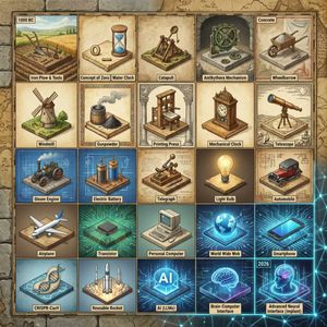 Historical Invention Timeline Grid – GPT Image 2 prompt by Gadgetify